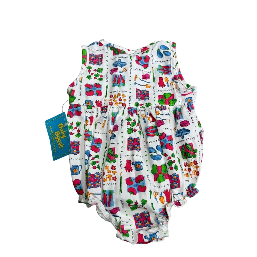 Vintage Baby Bgosh OshKosh Garden Print Sleeveless Bubble Romper 6-9M USA NWT